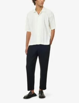 HOMME PLISSE ISSEY MIYAKE Edge Pleated Knitted Shirt in 01-white, additional product view 2