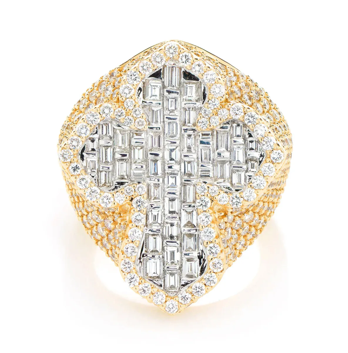 For Him Deluxe Baguette Border Diamond Cross Signet Ring in Rose Gold / Lab Grown Diamond – Ring