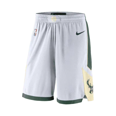Nike Milwaukee Bucks Men's Nike NBA Swingman Shorts - White/Fir/Flat Opal/Fir