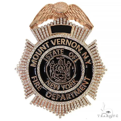 RINA - For Him CUSTOM Fire Department Diamond Badge Pendant 68091 in Rose Gold – Pendant