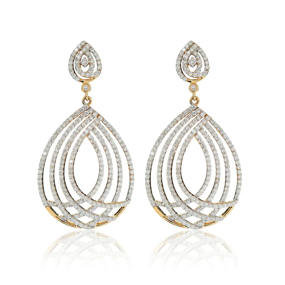 For Him Dangling Open Tear Drop Diamond Earring in Rose Gold / Lab Grown Diamond – Earring