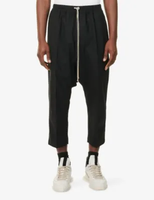 RICK OWENS Cropped Drawstring Wool Trousers detail 3