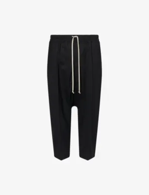 RICK OWENS Cropped Drawstring Wool Trousers