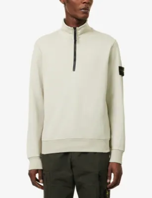 STONE ISLAND Logo-Patch Half-Zip Cotton Sweatshirt detail 3