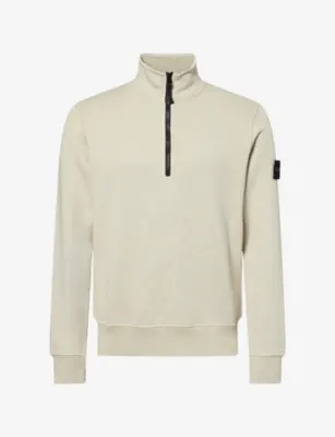 STONE ISLAND Logo-Patch Half-Zip Cotton Sweatshirt