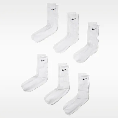 Nike Everyday Cushioned Training Crew Socks (6 Pairs) - White/Black in White/Black – Nike men's and unisex