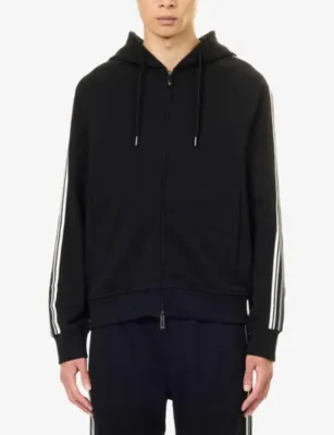 EMPORIO ARMANI Striped-Trim Relaxed-Fit Cotton Hoody detail 3