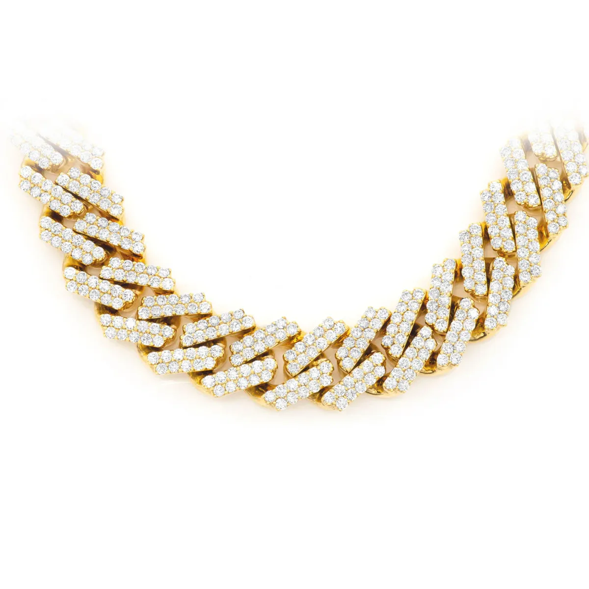 For Him Raised Cuban Diamond Necklace in 16mm / 33.00ctw / Yellow Gold / 22" – Necklace