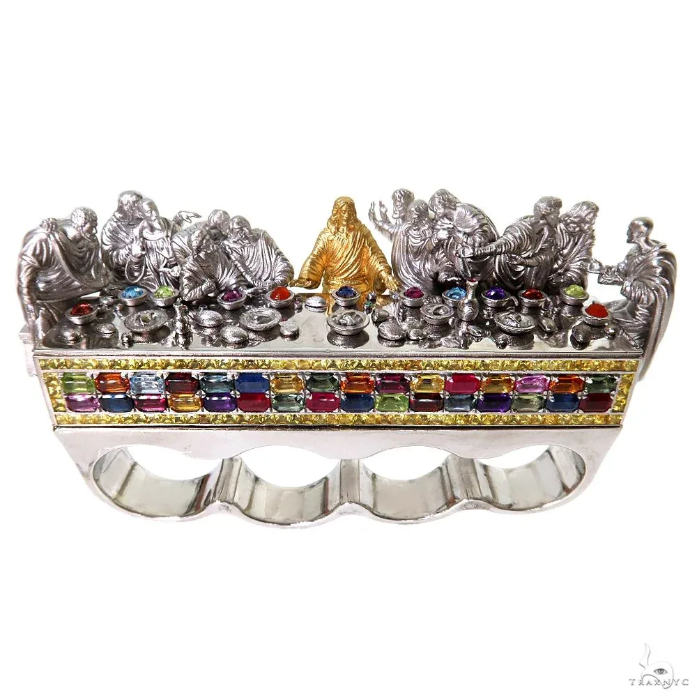 MARYAM - For Him SILVER Gemstone Feast The Last Supper 4 Finger Ring 69921 – Ring