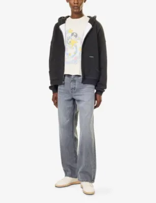 NAHMIAS Grey Wash Baggy Wide-Leg Denim Jeans in GREY, additional product view 2