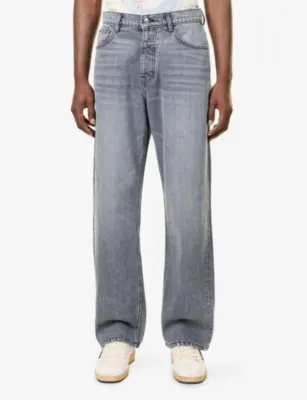 NAHMIAS Grey Wash Baggy Wide-Leg Denim Jeans in GREY, additional product view 3