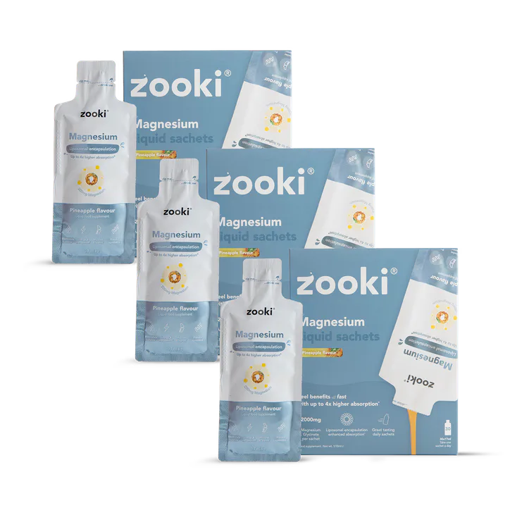 Zooki Liposomal Magnesium Bisglycinate 2000mg Pineapple 90 Sachets Bundle