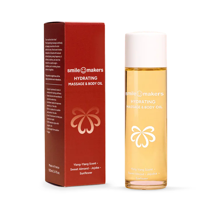 Smile Makers Hydrating Body Massage Oil, 100% Natural, Sweet Almond and Jojoba 100ml