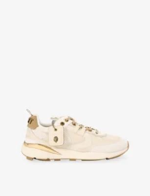 KURT GEIGER LONDON Kurt Runner Suede and Raffia Trainers - EUR 46 / 12 UK MEN in CREAM COMB – Mens | Trainers | Lace up trainers