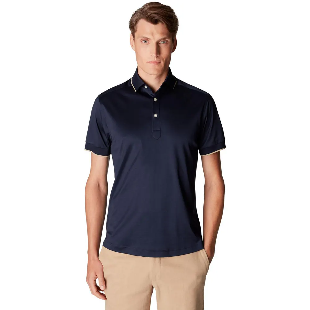 Eton Filo Di Scozia Polo Shirt Slim Fit in Navy, additional product view 2