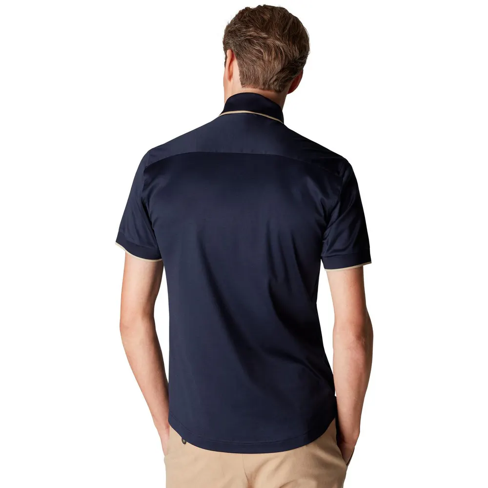 Eton Filo Di Scozia Polo Shirt Slim Fit in Navy, additional product view 3