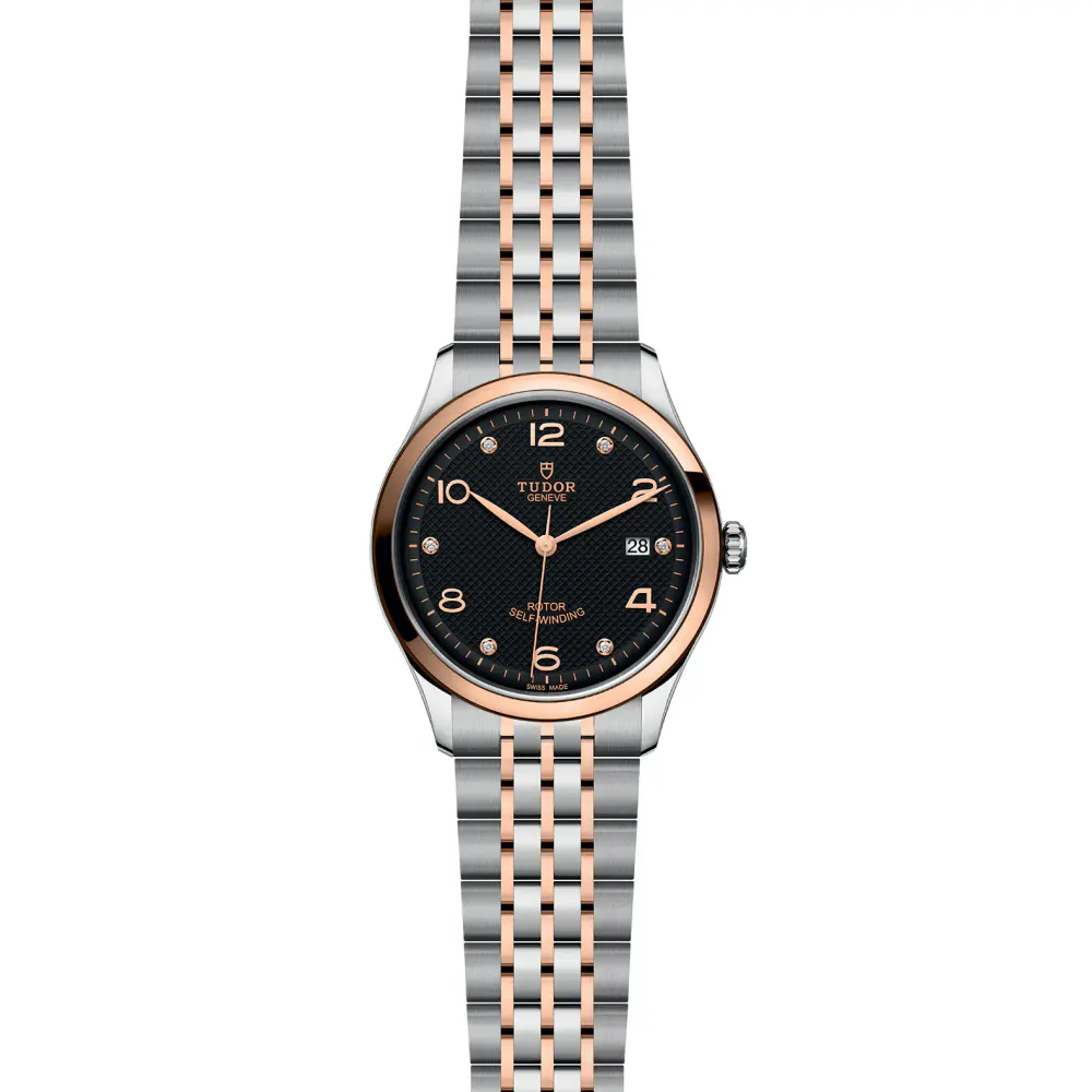 Tudor 1926 39mm Mens Watch Steel Case Diamond-Set Black Dial detail 2
