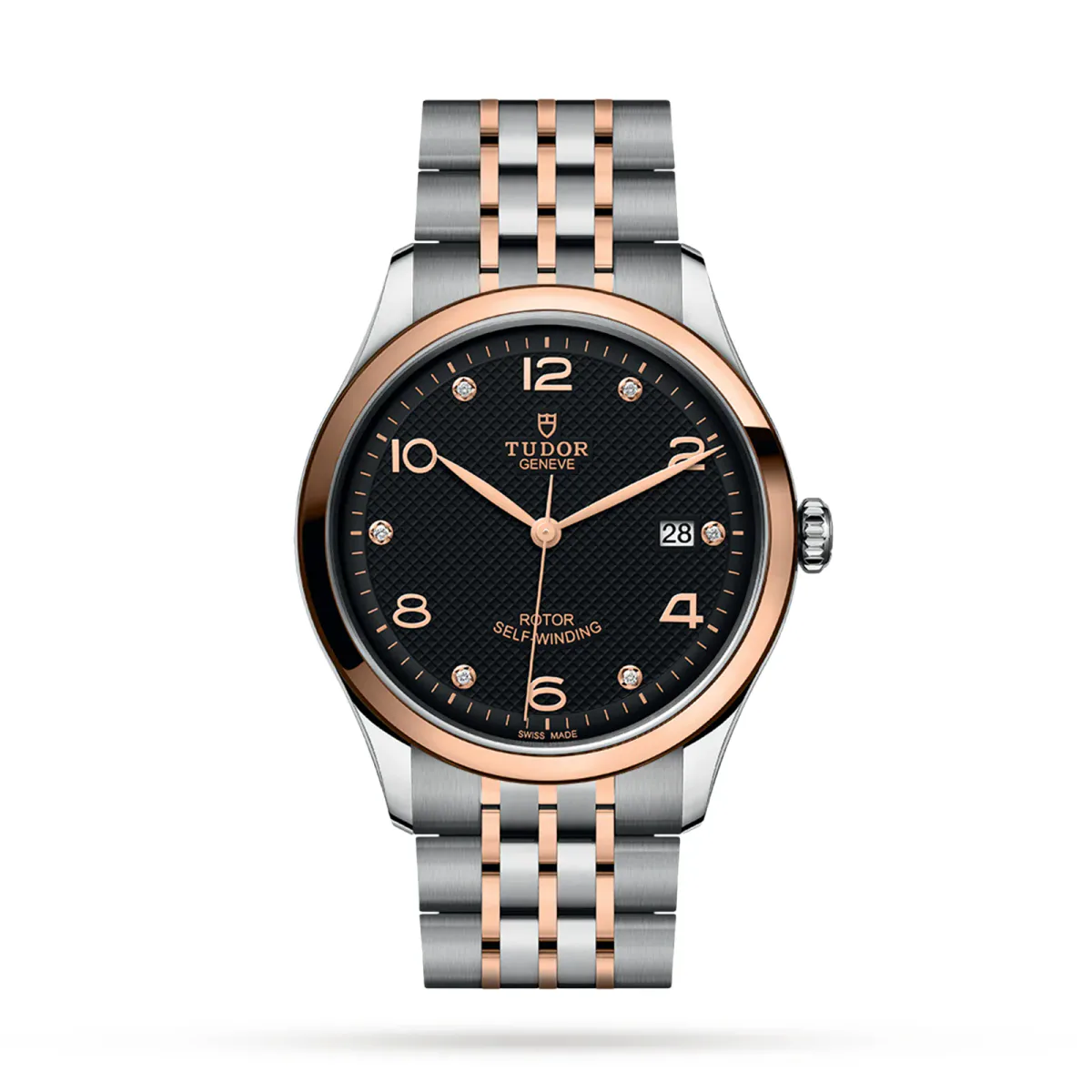 Tudor 1926 39mm Mens Watch Steel Case Diamond-Set Black Dial