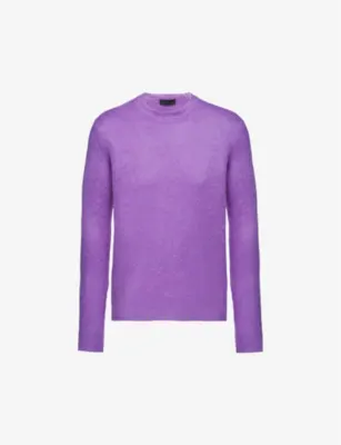 PRADA Brand-badge crewneck mohair-blend sweatshirt - PETAL PINK detail 2
