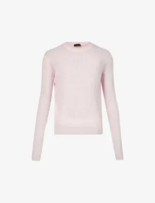 PRADA Brand-badge crewneck mohair-blend sweatshirt - PETAL PINK