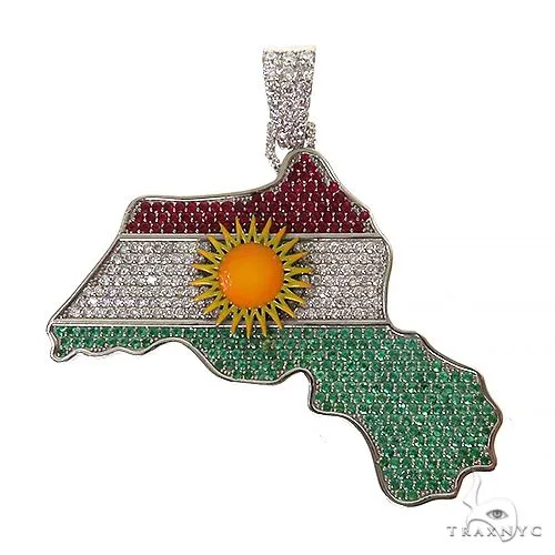 RINA - For Him CUSTOM CVD Kurdish Flag Pendant 69690 in Rose Gold – Pendant