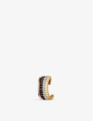 BOUCHERON Quatre Classique 18ct yellow-, white- and rose-gold and 0.05ct brilliant-cut diamond single clip earring