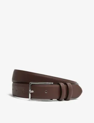 REISS Dante adjustable-buckle leather belt - CHOCOLATE - 30 detail 2