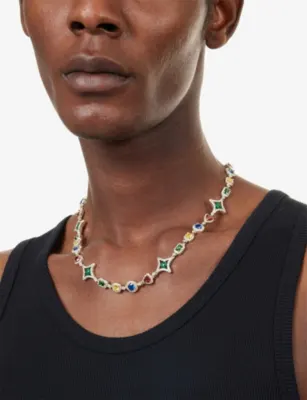GLD 17mm Colored Gemstone 18ct Gold-Plated Chain detail 2