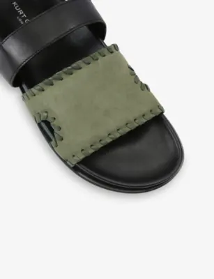 KURT GEIGER LONDON Baker Flat Leather Sandals - EUR 40 / 6 UK MEN in BLK/GREEN, additional product view 3