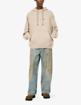 OFF-WHITE Spices Arrow Skate Graphic Cotton-Jersey Hoody in String, additional product view 2