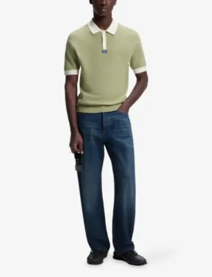 HUGO Branded Short-Sleeved Cotton-Knit Polo Shirt detail 2