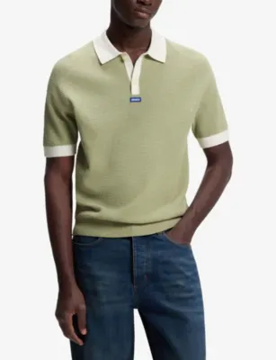HUGO Branded Short-Sleeved Cotton-Knit Polo Shirt detail 3