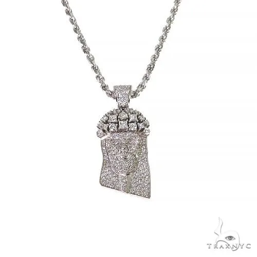 RINA - For Him CUSTOM Mini Jesus Head Diamonds on The Crown Pendant Set 68003 in Rose Gold / 18 Inches – Pendant Set