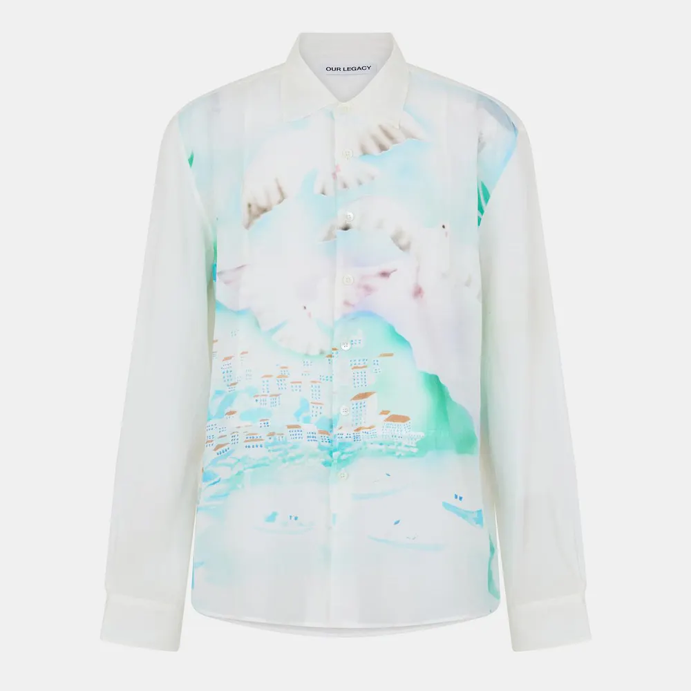 Our Legacy Men's Patterned Long Sleeve Shirt in Sea View Wht – Clothing