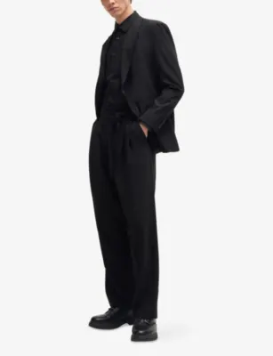 HUGO Logo-embroidered slim-fit stretch-cotton shirt detail 2