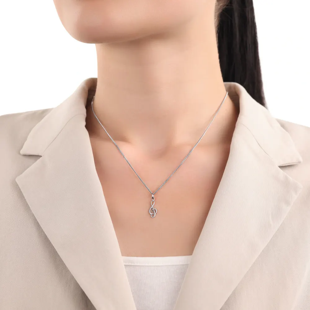 AMOR 9ct White Gold Swirl Design Pendant detail 2