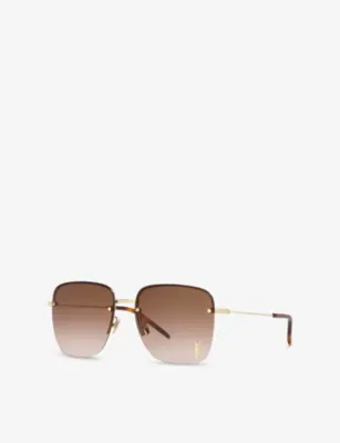 SAINT LAURENT SL312 M Square-Frame Metal Sunglasses in GOLD, additional product view 2