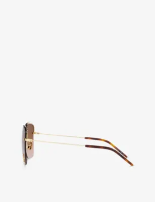 SAINT LAURENT SL312 M Square-Frame Metal Sunglasses in GOLD, additional product view 3