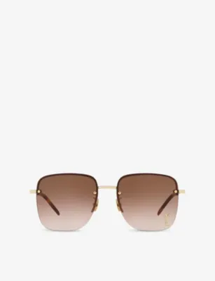 SAINT LAURENT SL312 M Square-Frame Metal Sunglasses