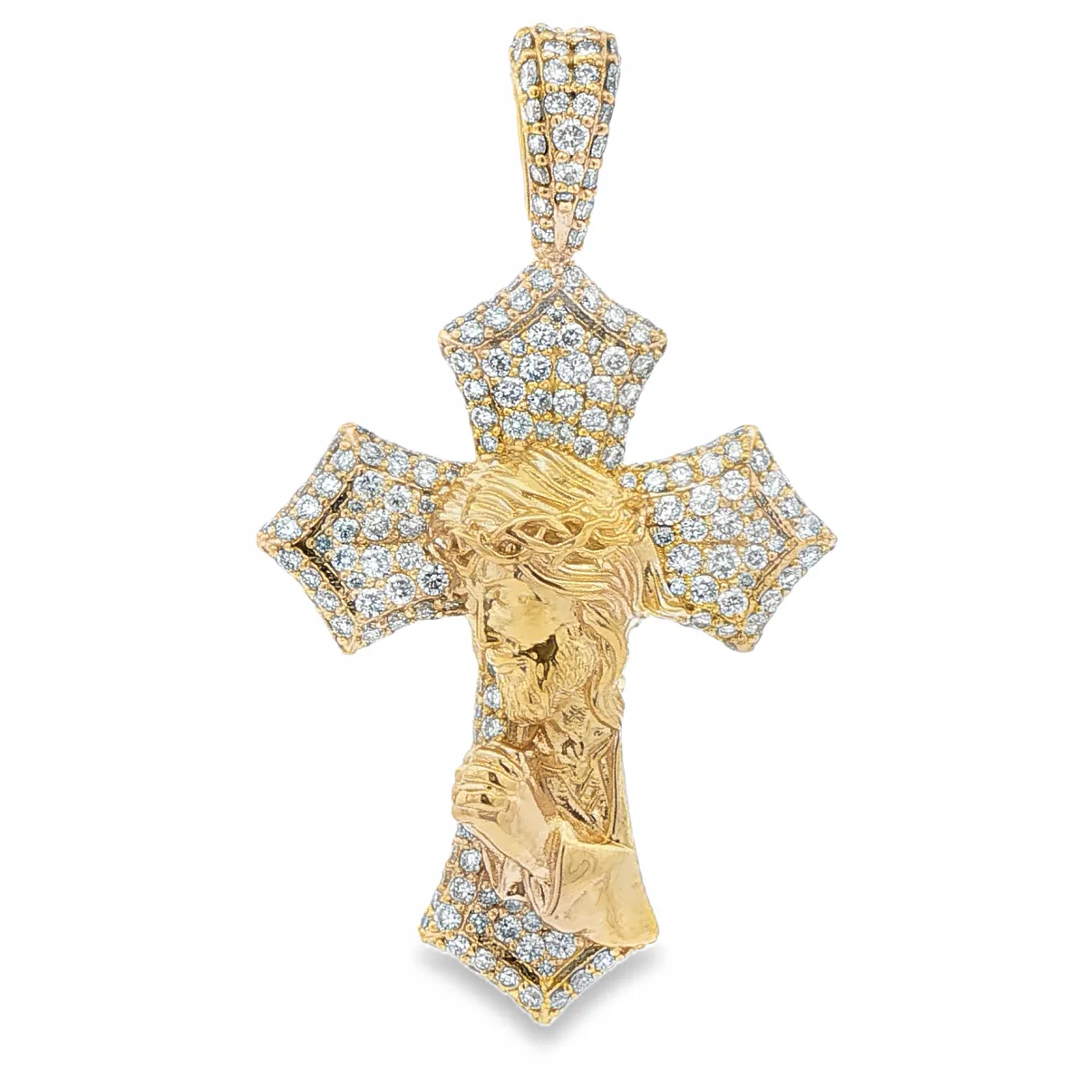 RINA - For Him FACTORY Praying Jesus Diamond Cross Pendant 71287 in Rose Gold – Pendant