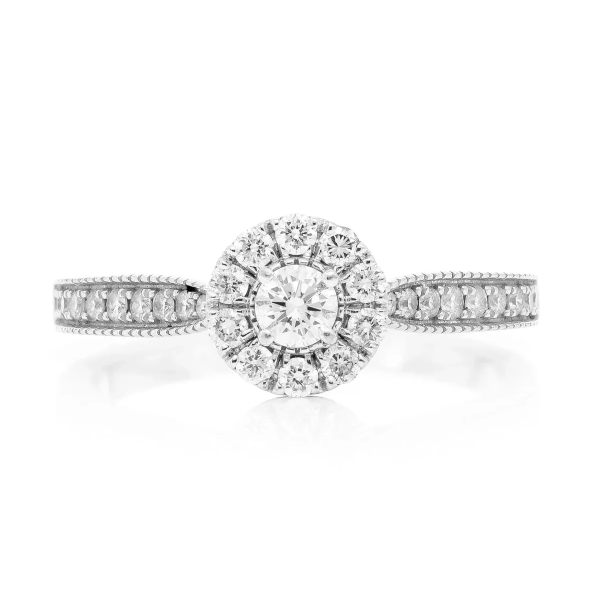 For Him Round Halo One Row Diamond Ring