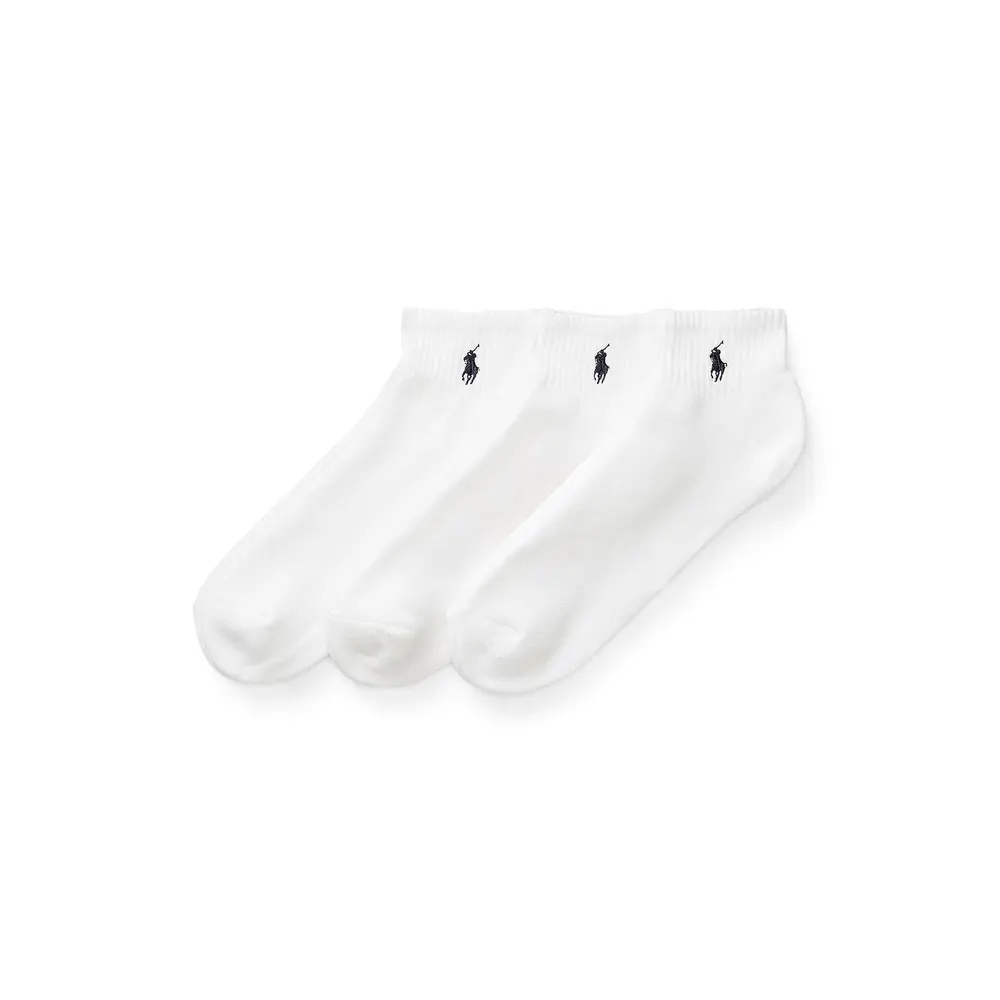 Polo Ralph Lauren Mens 3-Pack Quarter Socks in White – Accessories
