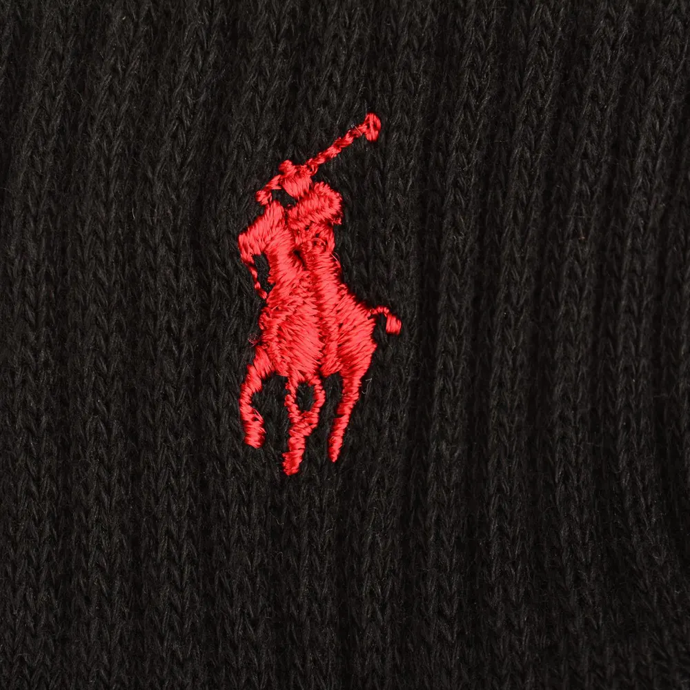 Polo Ralph Lauren Mens 3-Pack Quarter Socks in Black, additional product view 3