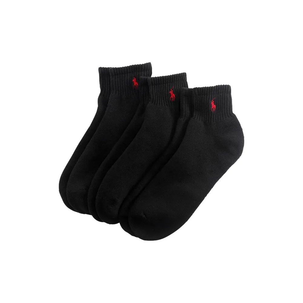 Polo Ralph Lauren Mens 3-Pack Quarter Socks in Black – Accessories
