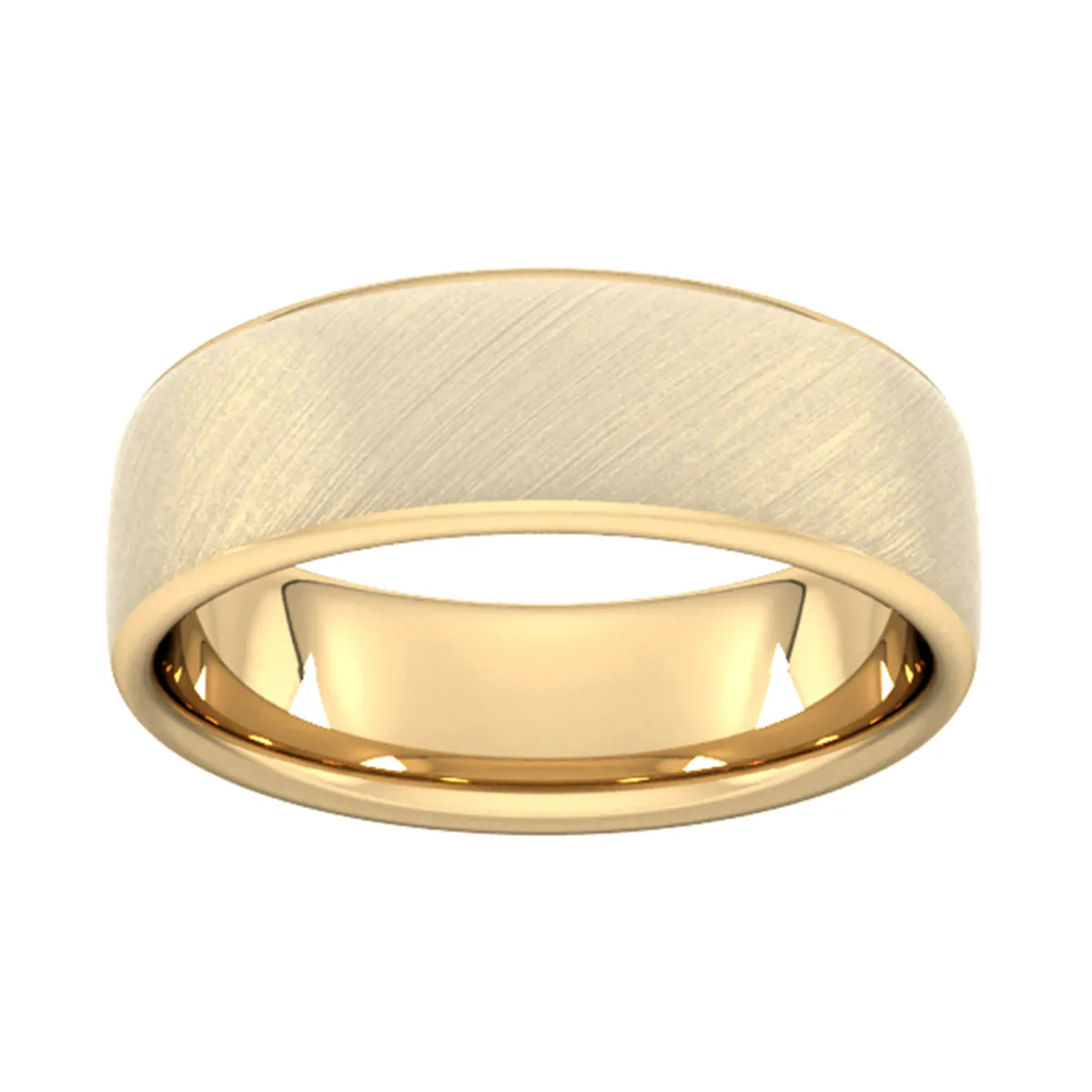 For Him 7mm Slight Court Standard Diagonal Matt Finish Wedding Ring In 18 Carat Yellow Gold