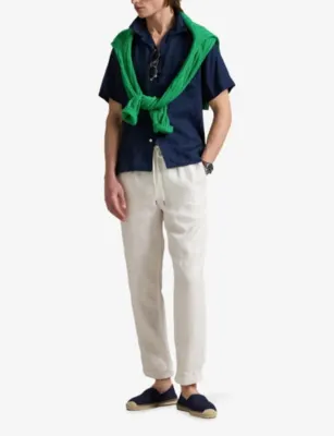 POLO RALPH LAUREN Logo-Embroidered Camp-Collar Linen Shirt detail 2