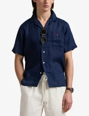 POLO RALPH LAUREN Logo-Embroidered Camp-Collar Linen Shirt detail 3