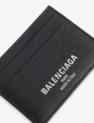 BALENCIAGA Logo-Print Leather Credit Card Holder detail 2