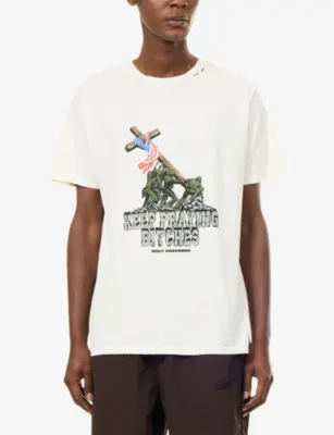 WILLY CHAVARRIA Keep Praying Graphic Cotton-Jersey T-Shirt detail 3
