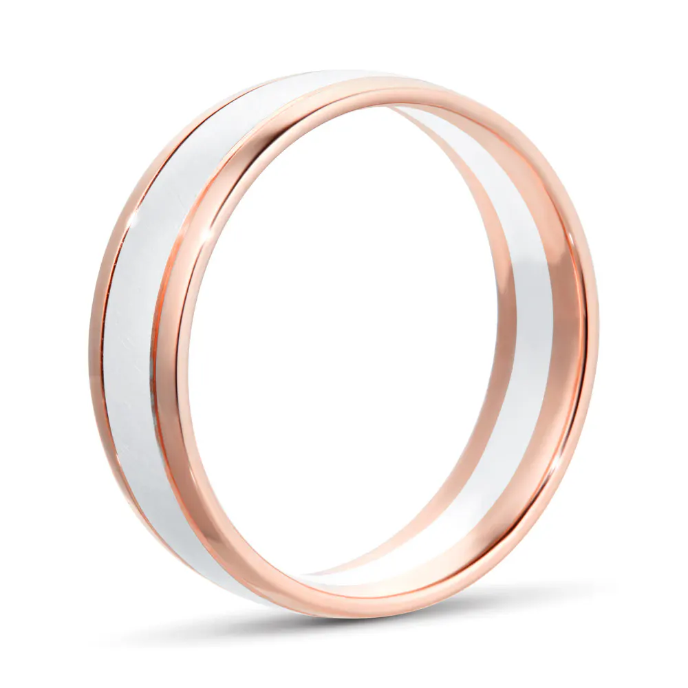 For Him 9ct White Gold & Rose Gold Two Tone Wedding Ring detail 3